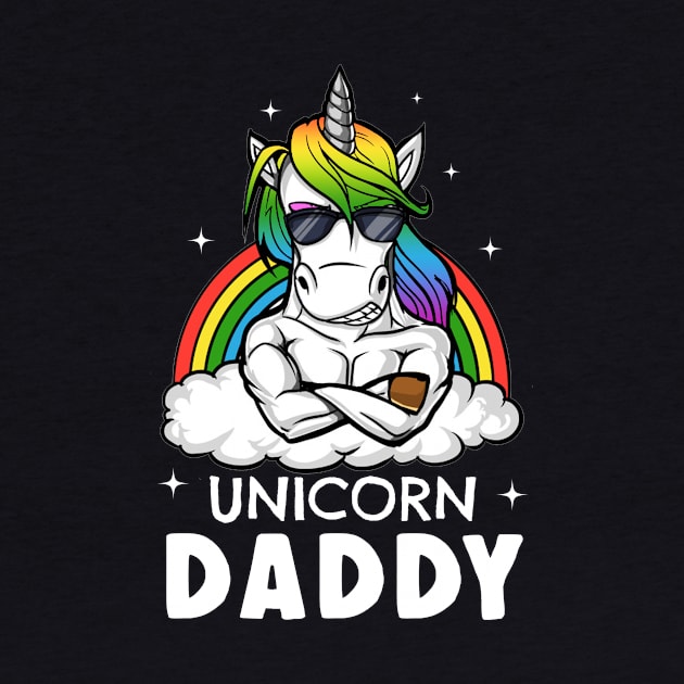 Unicorn Daddy Funny Gym Unicorn T-Shirt For Father by Danielsmfbb